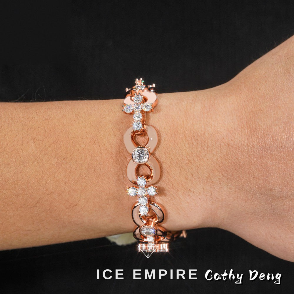 Iced Out Cross 925 Silver Moissanite Cuban Chain