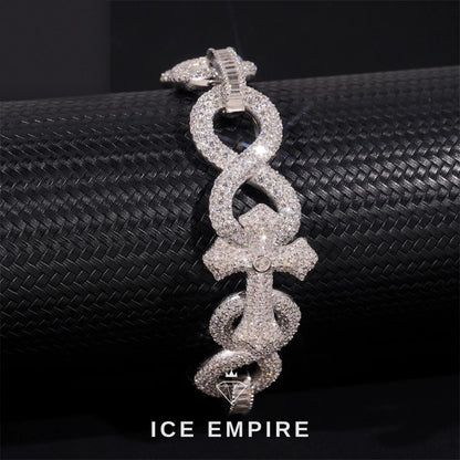 Iced Out Cross Rose Gold Plated Moissanite Cuban Chain