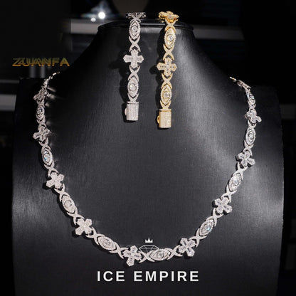 Iced Out Cross Rose Gold Plated Moissanite Cuban Chain