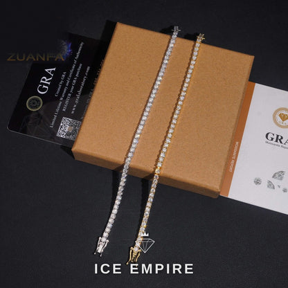 Iced Out 925 Silver Moissanite Tennis Bracelet