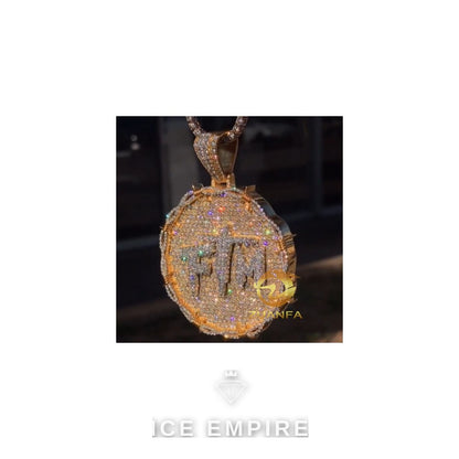 Iced Out Rose Gold Plated Moissanite Pendant
