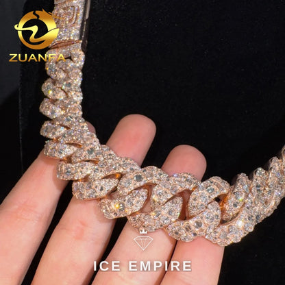 Iced Out Rose Gold Plated Moissanite Cuban Chain