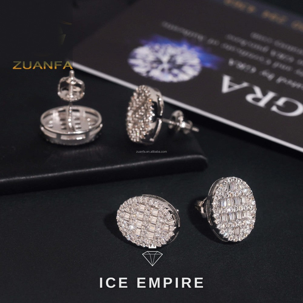 Iced Out Gold Plated Moissanite Stud Earrings
