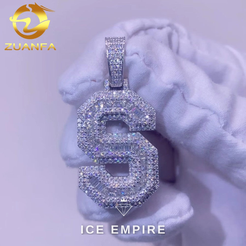 Iced Out Baguette Gold Plated Moissanite Pendant