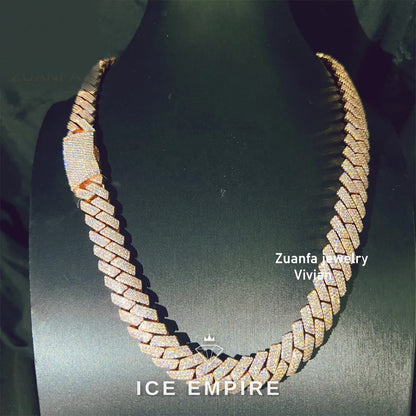 Iced Out Rose Gold Plated Moissanite Cuban Chain