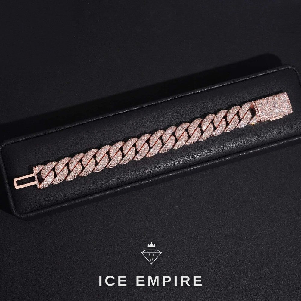 Iced Out Rose Gold Moissanite Cuban Chain