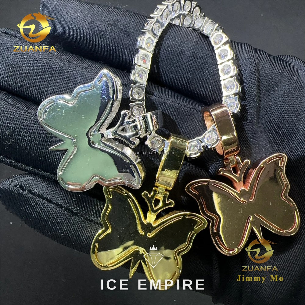 Iced Out Cross Rose Gold Plated Moissanite Pendant