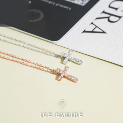 Iced Out Cross Rose Gold Plated Moissanite Cuban Chain