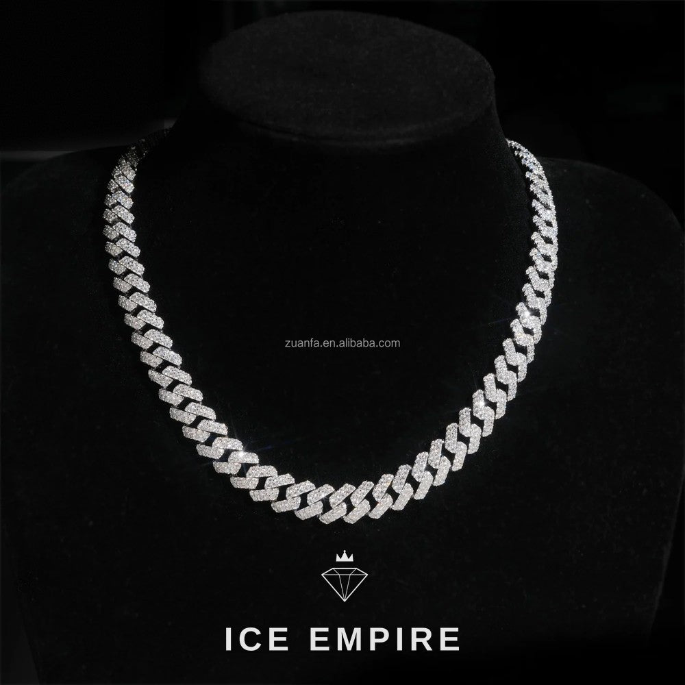 Iced Out 925 Silver Moissanite Cuban Chain