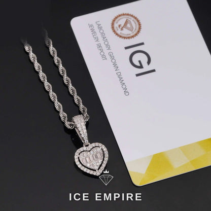 Iced Out Heart 925 Silver Lab Grown Diamond Pendant