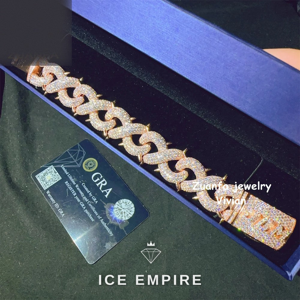 Iced Out 925 Silver Moissanite Cuban Chain
