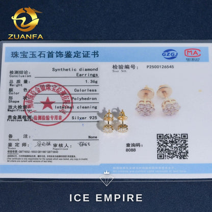 Iced Out Cluster Rose Gold Plated Lab Grown Diamond Earrings