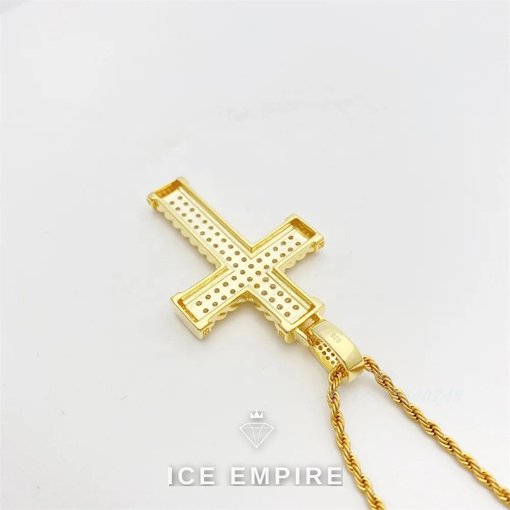 Iced Out Cross 925 Silver Pendant