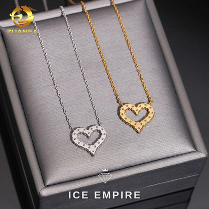 Iced Out Heart 925 Silver Lab Grown Diamond Pendant
