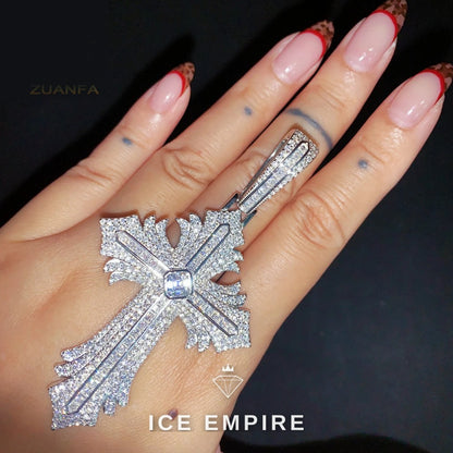 Iced Out Cross Rose Gold Plated Moissanite Pendant