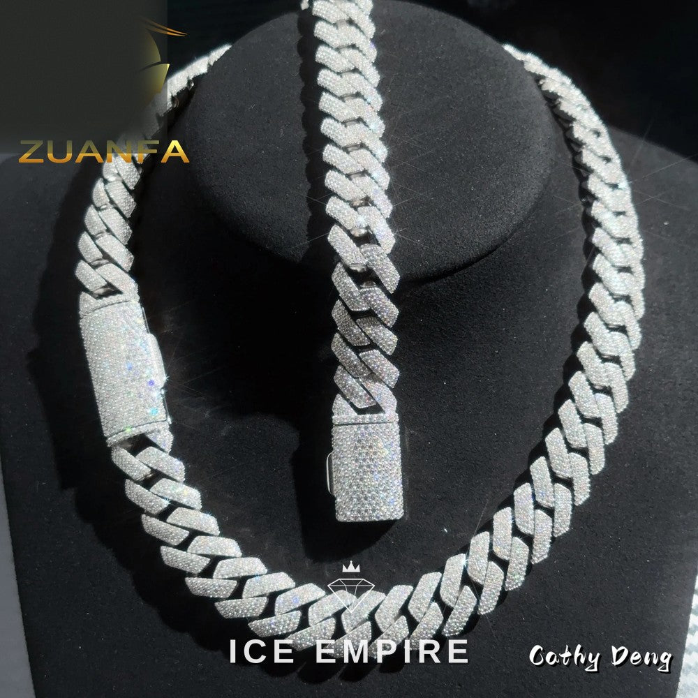 Iced Out Rose Gold Plated Moissanite Cuban Chain