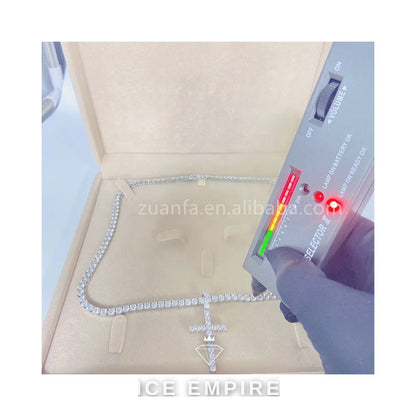 Iced Out Cross Rose Gold Plated Moissanite Tennis Chain