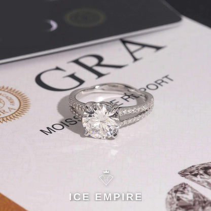 Iced Out 925 Silver Moissanite Engagement Ring