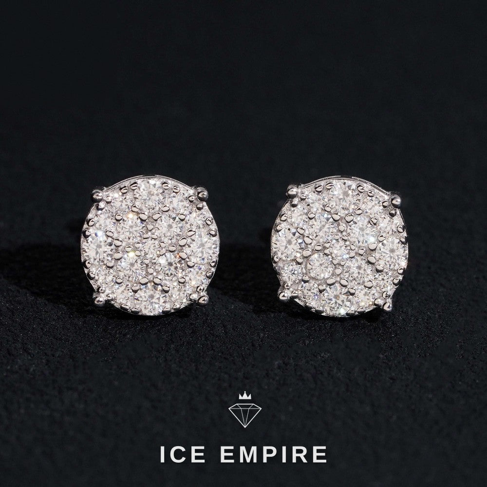 Iced Out 14K Gold Moissanite Stud Earrings