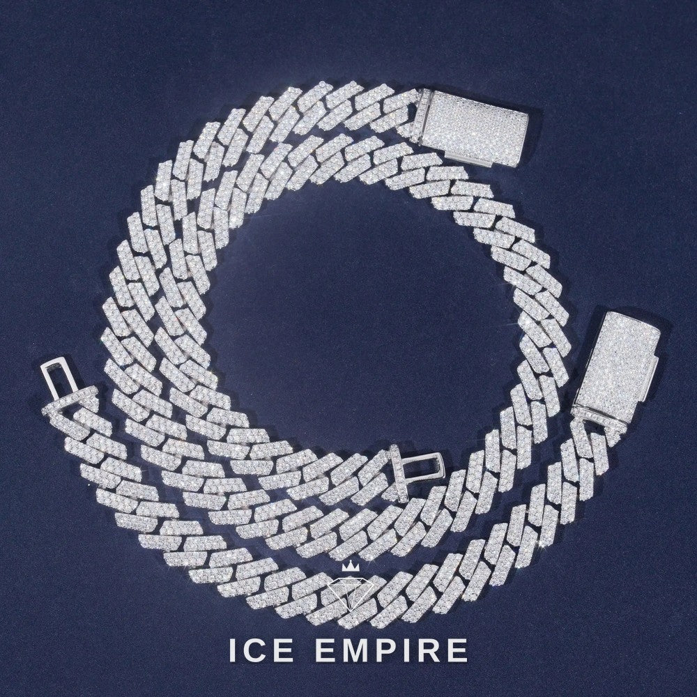 Iced Out 925 Silver Moissanite Cuban Chain