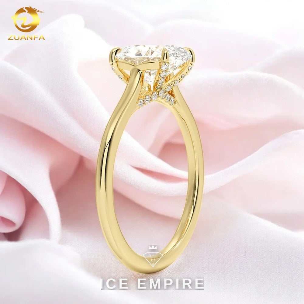 Iced Out Gold Plated Moissanite Engagement Ring
