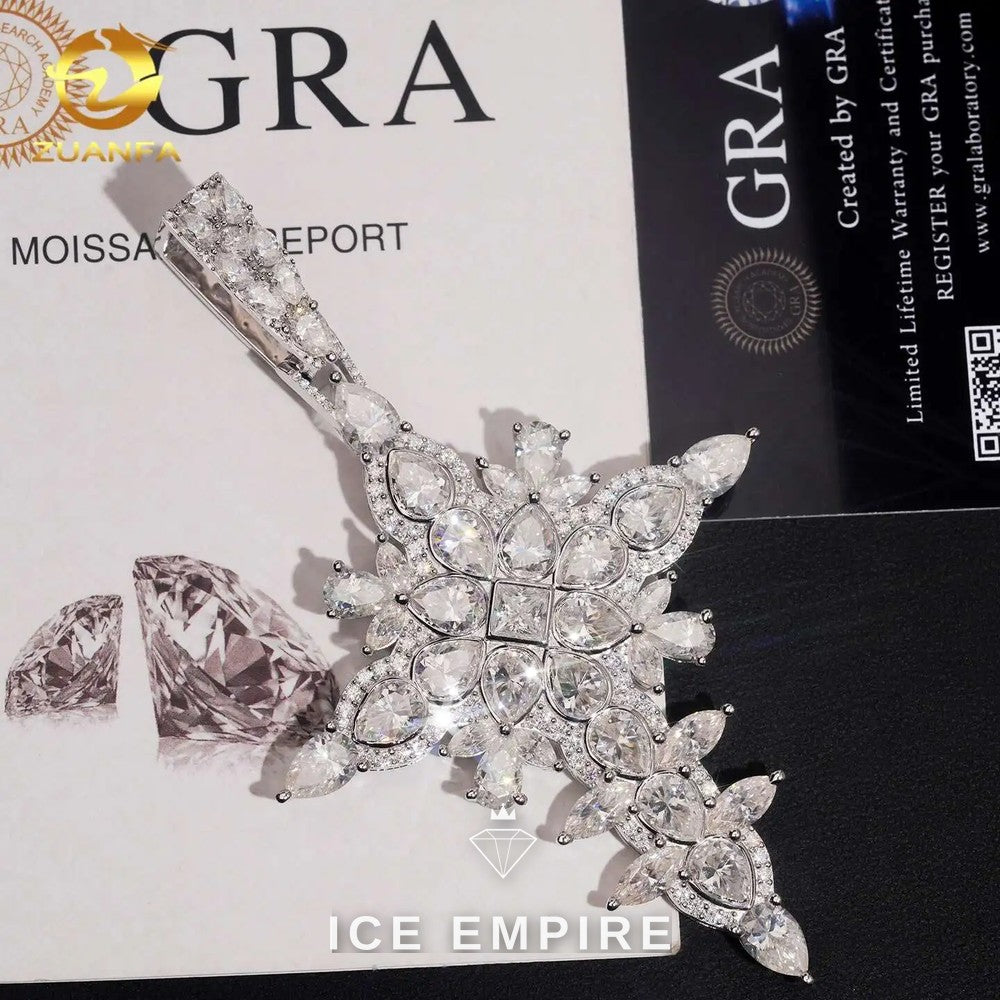 Iced Out Cluster Rose Gold Plated Moissanite Pendant