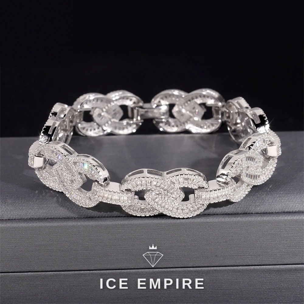 Iced Out Baguette Rose Gold Plated Moissanite Cuban Chain