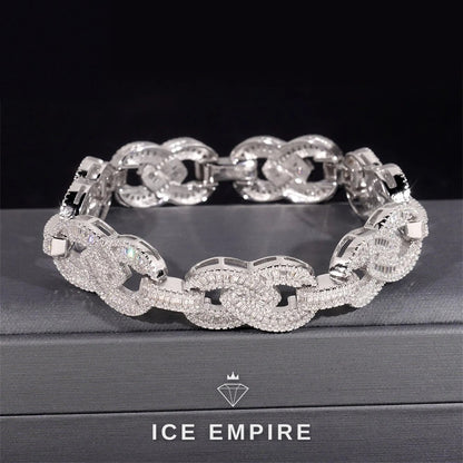 Iced Out Baguette Rose Gold Plated Moissanite Cuban Chain