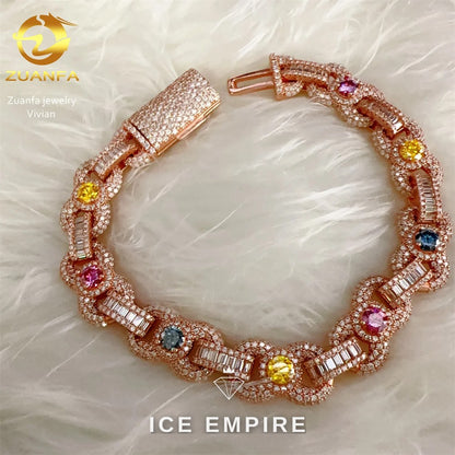 Iced Out Rose Gold Plated Moissanite Cuban Chain