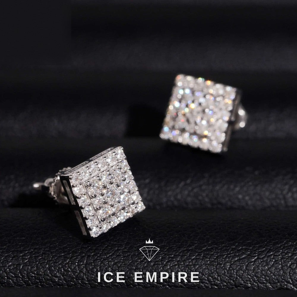 Iced Out Cluster 925 Silver Moissanite Stud Earrings