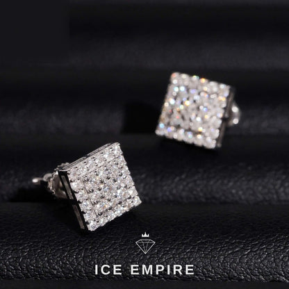 Iced Out Cluster 925 Silver Moissanite Stud Earrings