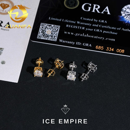 Iced Out 925 Silver Moissanite Stud Earrings