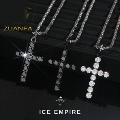 Iced Out Cross Rose Gold Plated Moissanite Pendant