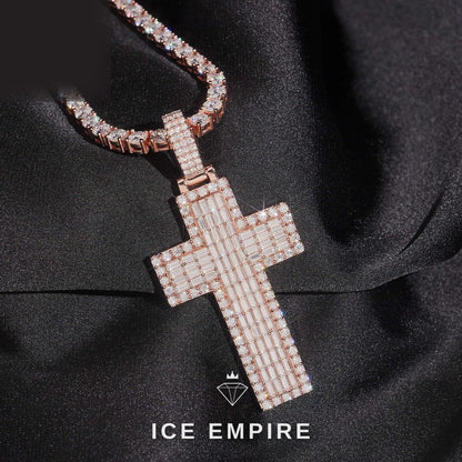Iced Out Baguette Rose Gold Plated Moissanite Pendant