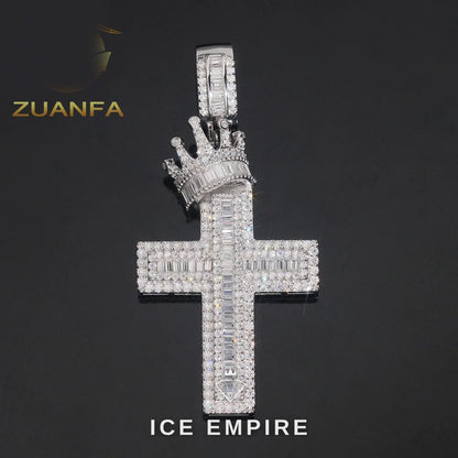 Iced Out Cross Rose Gold Plated Moissanite Pendant