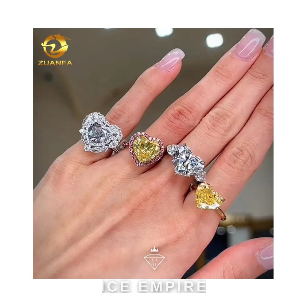 Iced Out Heart 18K Gold Lab Grown Diamond Engagement Ring