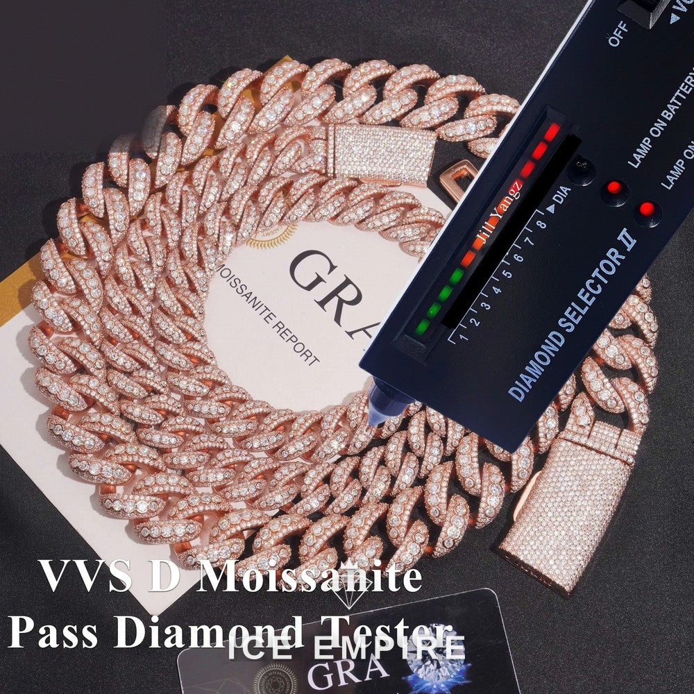 Iced Out Rose Gold Plated Moissanite Cuban Chain