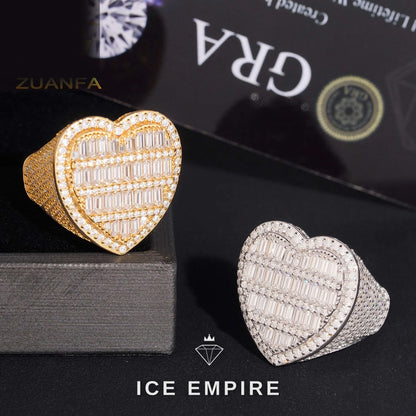 Iced Out Heart 925 Silver Moissanite Ring