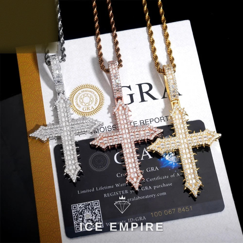 Iced Out Baguette Rose Gold Plated Moissanite Pendant