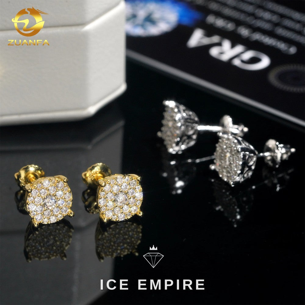 Iced Out Cluster Rose Gold Plated Moissanite Earrings