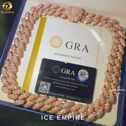 Iced Out Rose Gold Plated Moissanite Cuban Chain