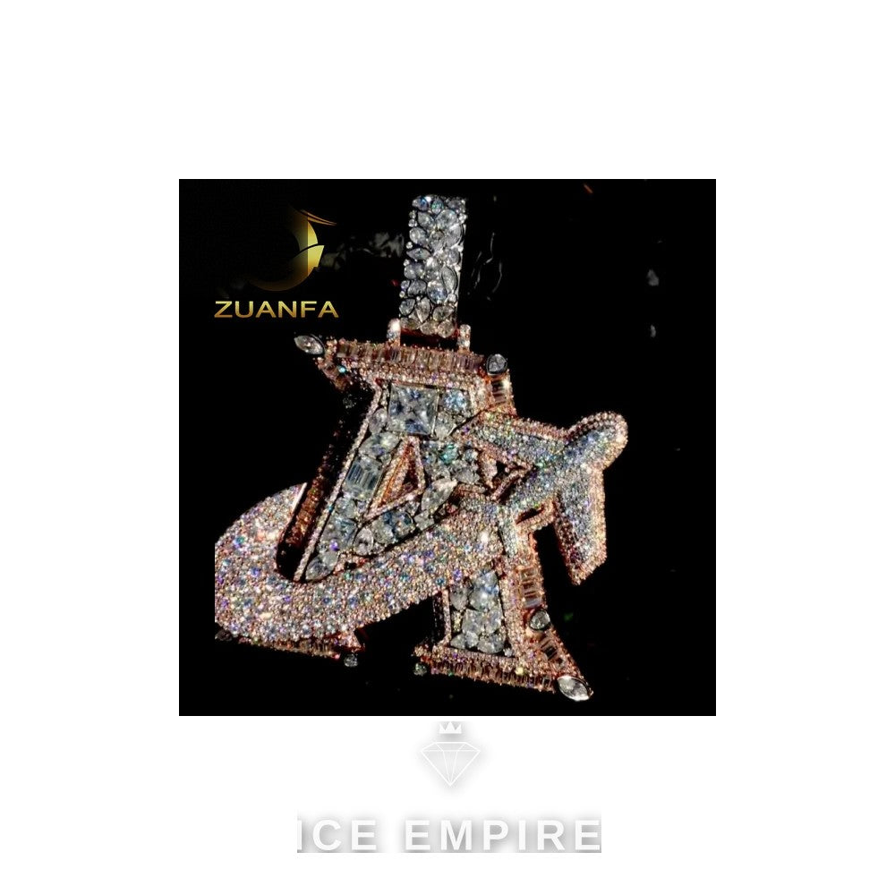 Iced Out Baguette Rose Gold Plated Moissanite Pendant