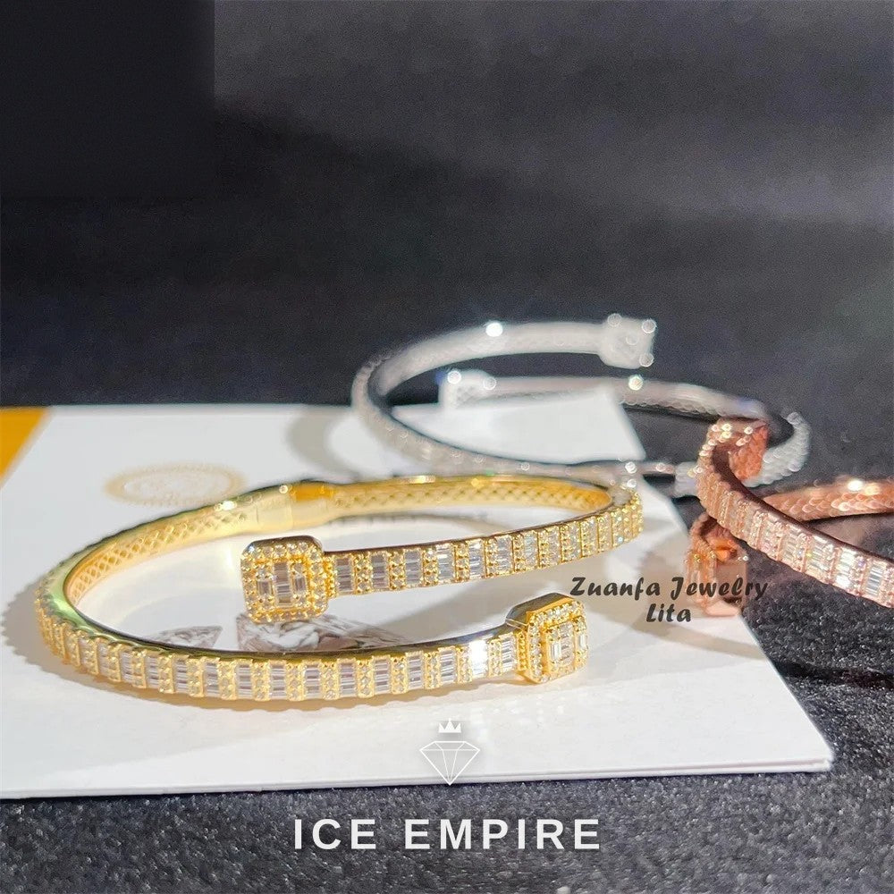 Iced Out Baguette 925 Silver Moissanite Bracelet