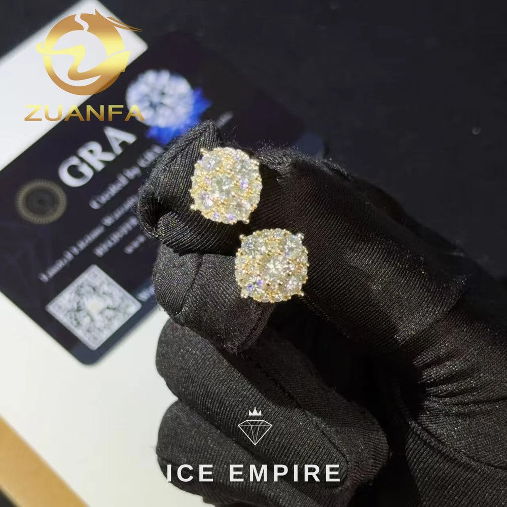 Iced Out Cluster 925 Silver Moissanite Earrings