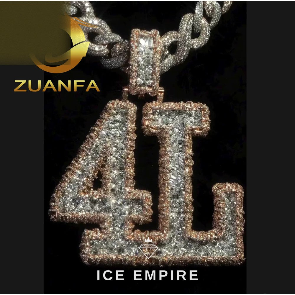 Iced Out Baguette Rose Gold Plated Moissanite Pendant