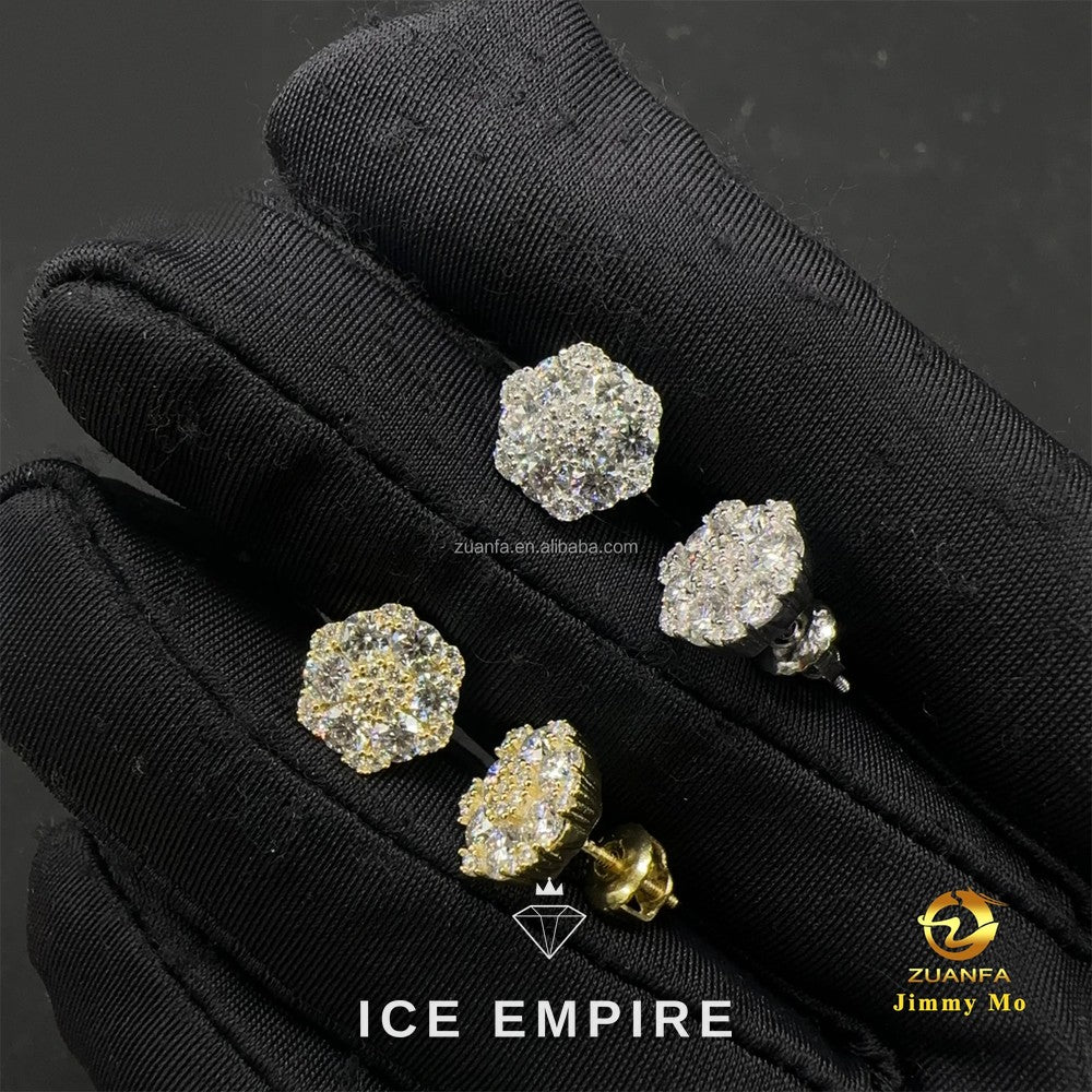 Iced Out Rose Gold Plated Moissanite Stud Earrings