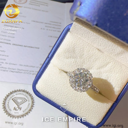 Iced Out Cluster 18K Gold Lab Grown Diamond Ring