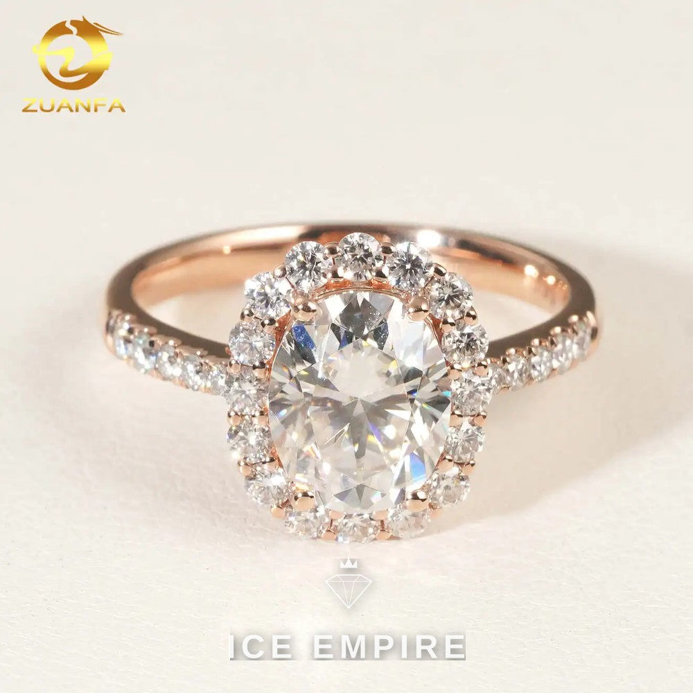 Iced Out Rose Gold Moissanite Engagement Ring