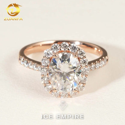 Iced Out Rose Gold Moissanite Engagement Ring