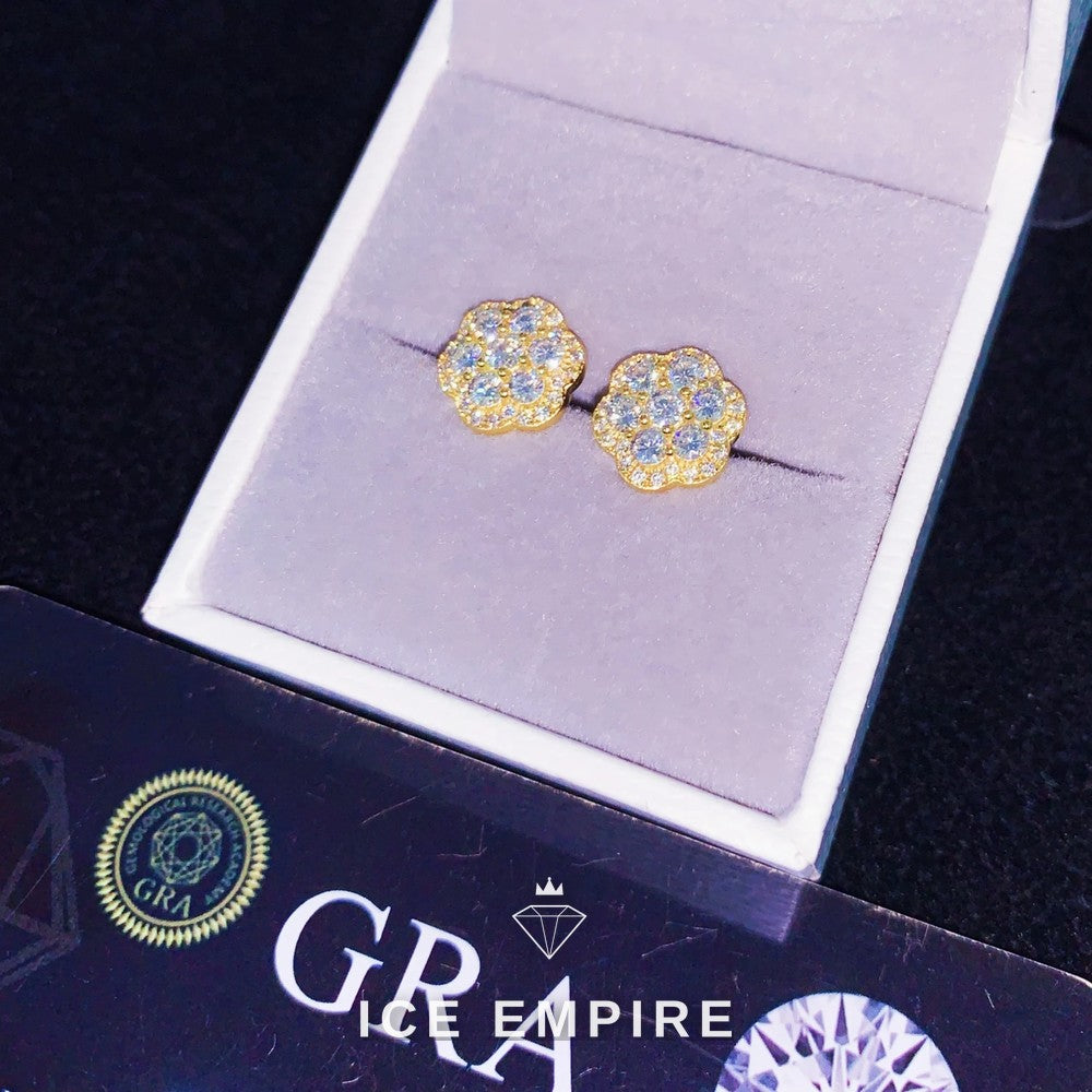 Iced Out 925 Silver Moissanite Stud Earrings